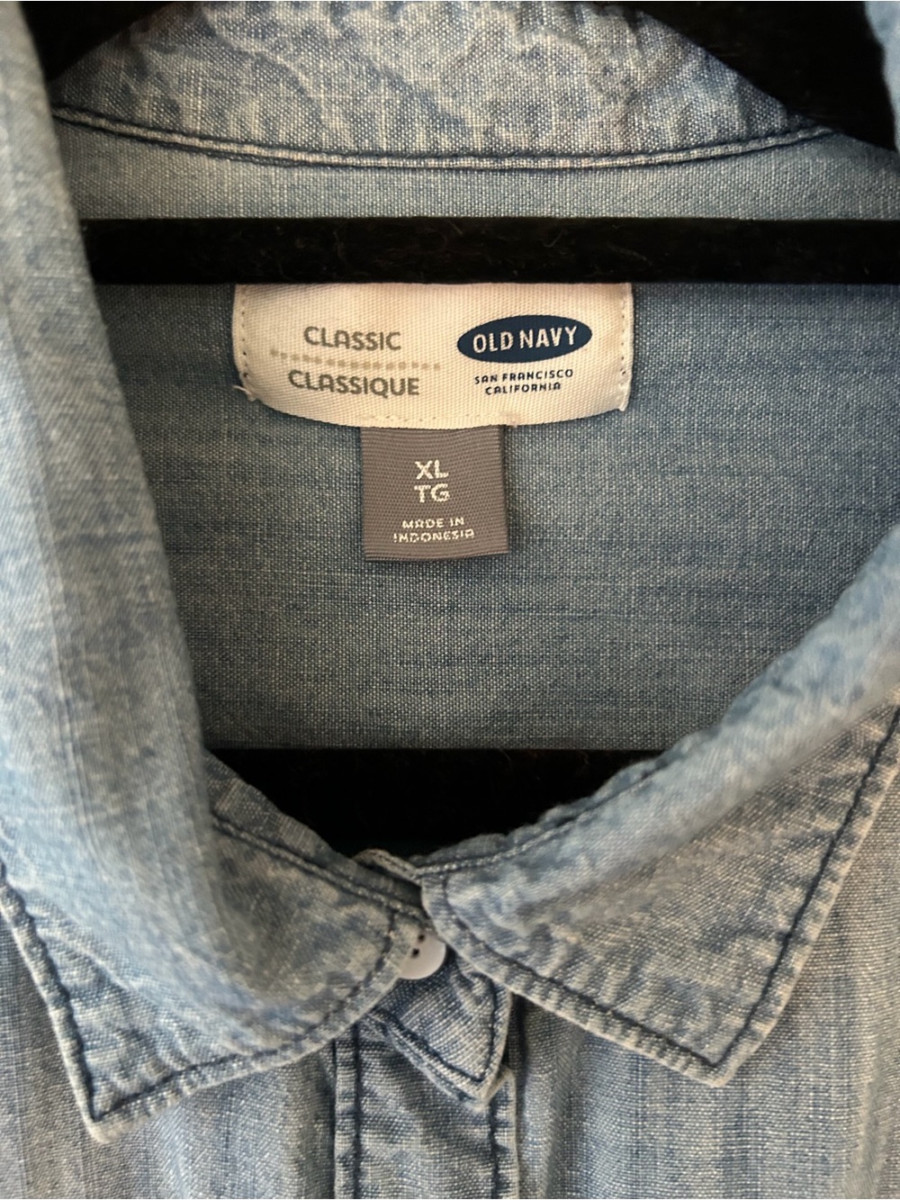Old Navy Light Blue Chambray Button Shirt - Picture 2 of 4